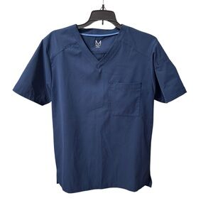 Medelita Men's Classic Navy V-Neck Scrub Tee EUC Size Small